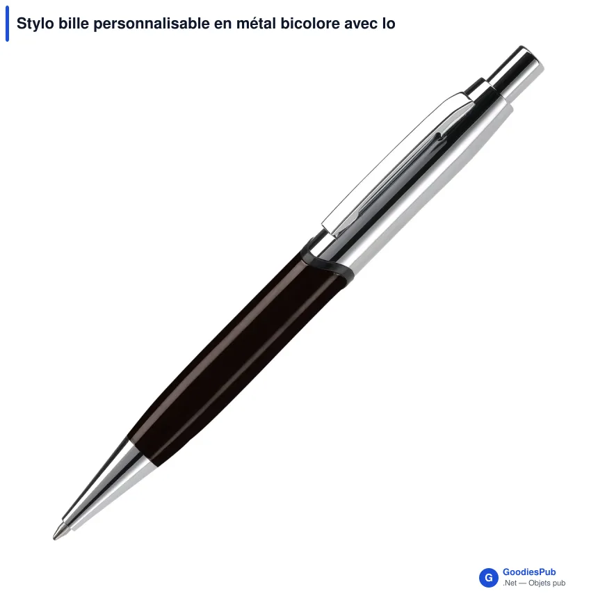 Stylo bille personnalisable en métal bicolore avec logo - Nautilus - Image 3