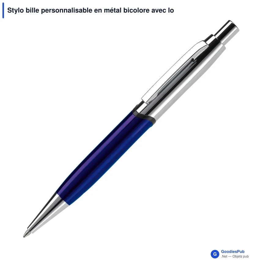 Stylo bille personnalisable en métal bicolore avec logo - Nautilus - Image 4