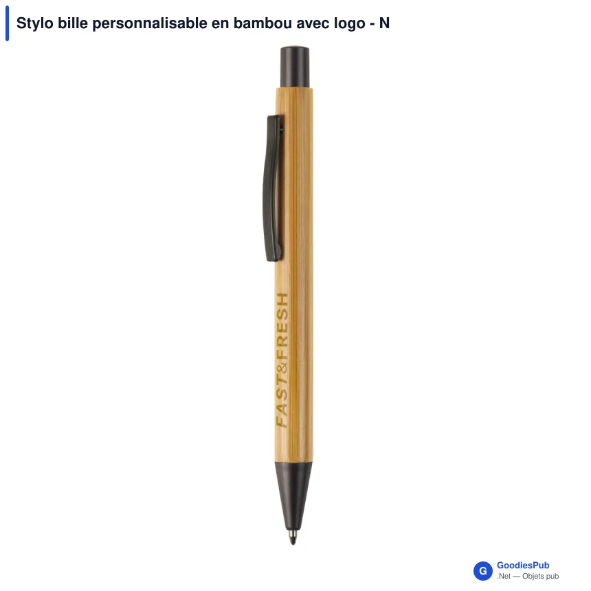 Stylo bille personnalisable en bambou avec logo - New York - Image 1