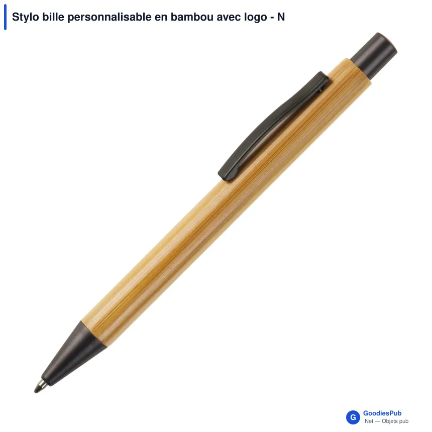 Stylo bille personnalisable en bambou avec logo - New York - Image 2