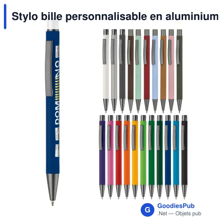 Stylo bille personnalisable en aluminium toucher doux avec logo - New York