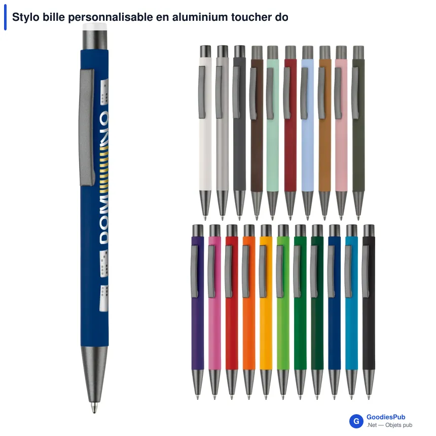 Stylo bille personnalisable en aluminium toucher doux avec logo - New York - Image 1
