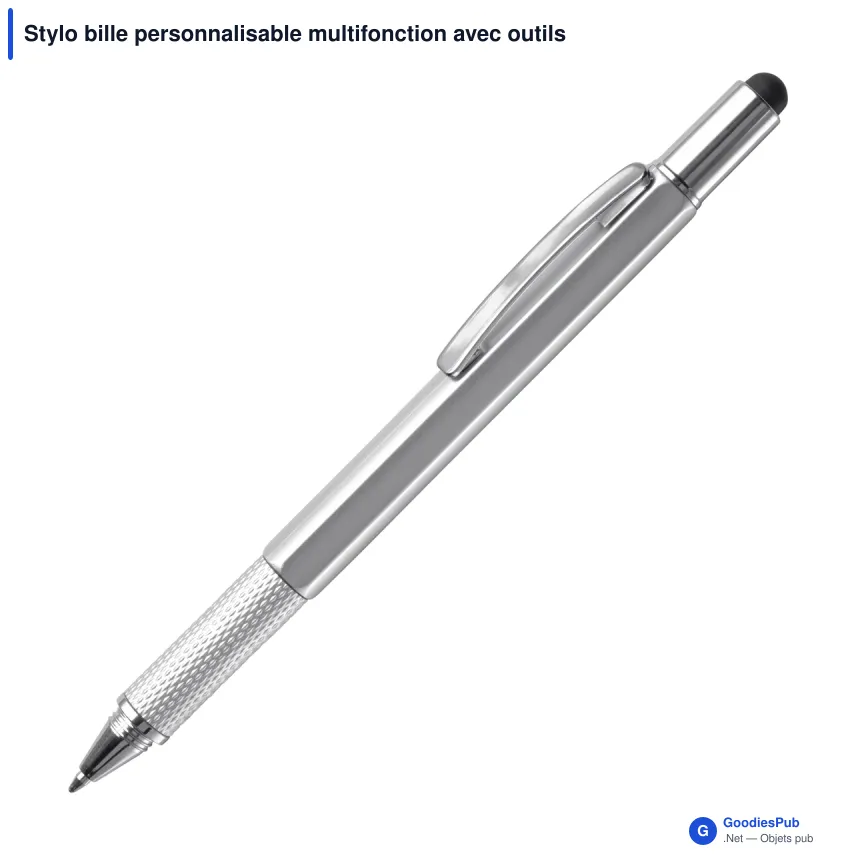 Stylo bille personnalisable multifonction avec outils avec logo - Stylo Outils - Image 2