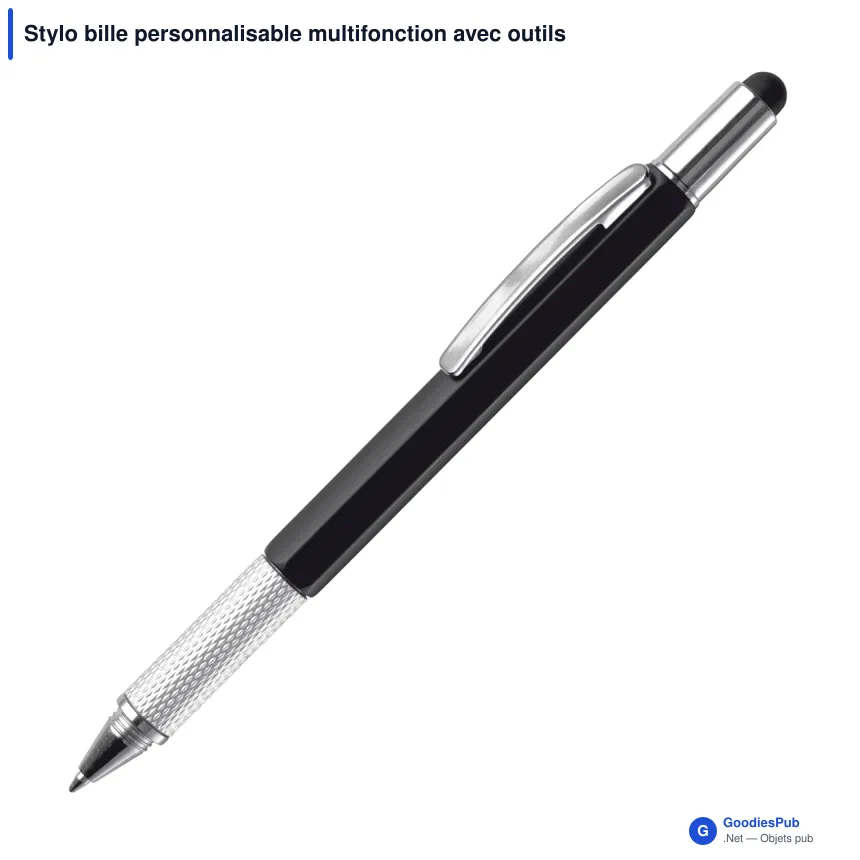 Stylo bille personnalisable multifonction avec outils avec logo - Stylo Outils - Image 3