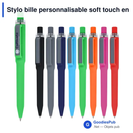 Stylo bille personnalisable soft touch en ABS recyclé avec logo - Ozzy