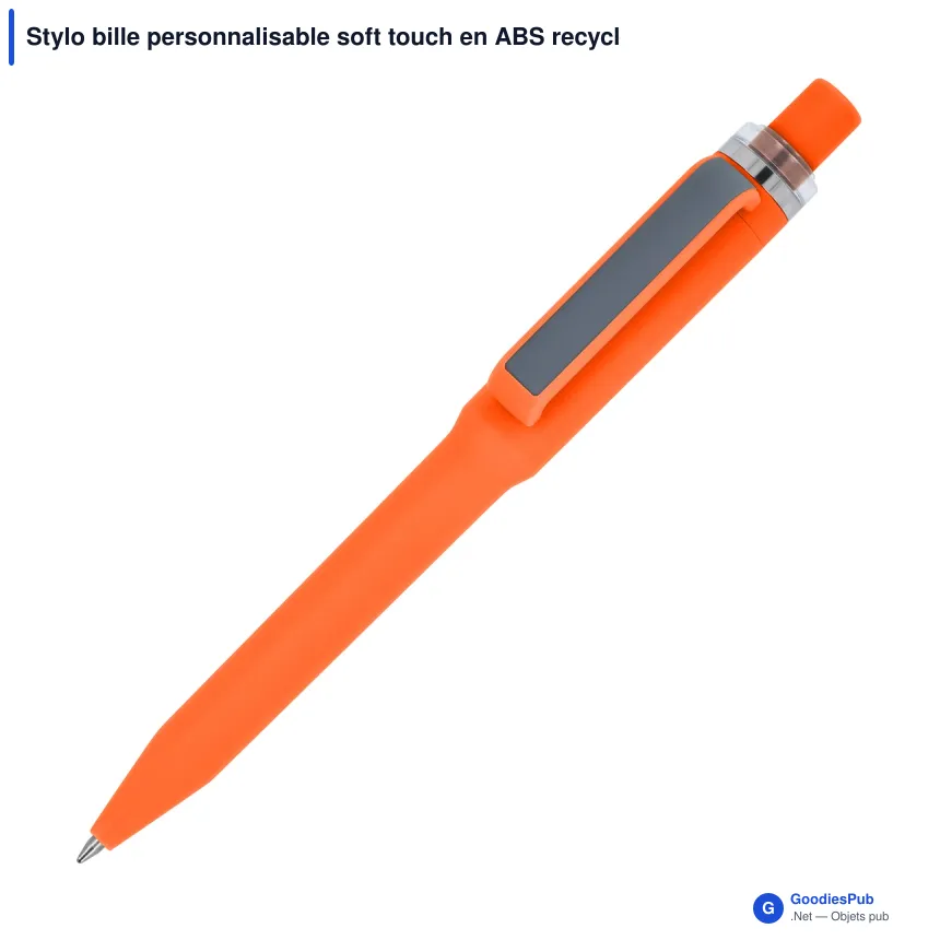 Stylo bille personnalisable soft touch en ABS recyclé avec logo - Ozzy - Image 2