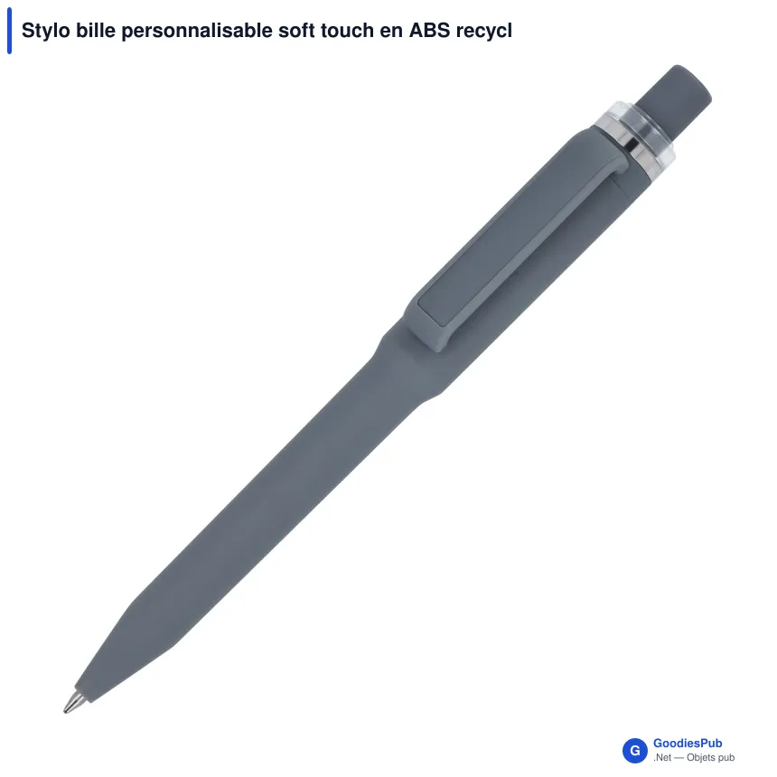 Stylo bille personnalisable soft touch en ABS recyclé avec logo - Ozzy - Image 3