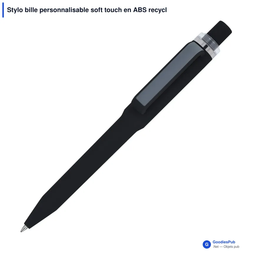 Stylo bille personnalisable soft touch en ABS recyclé avec logo - Ozzy - Image 4