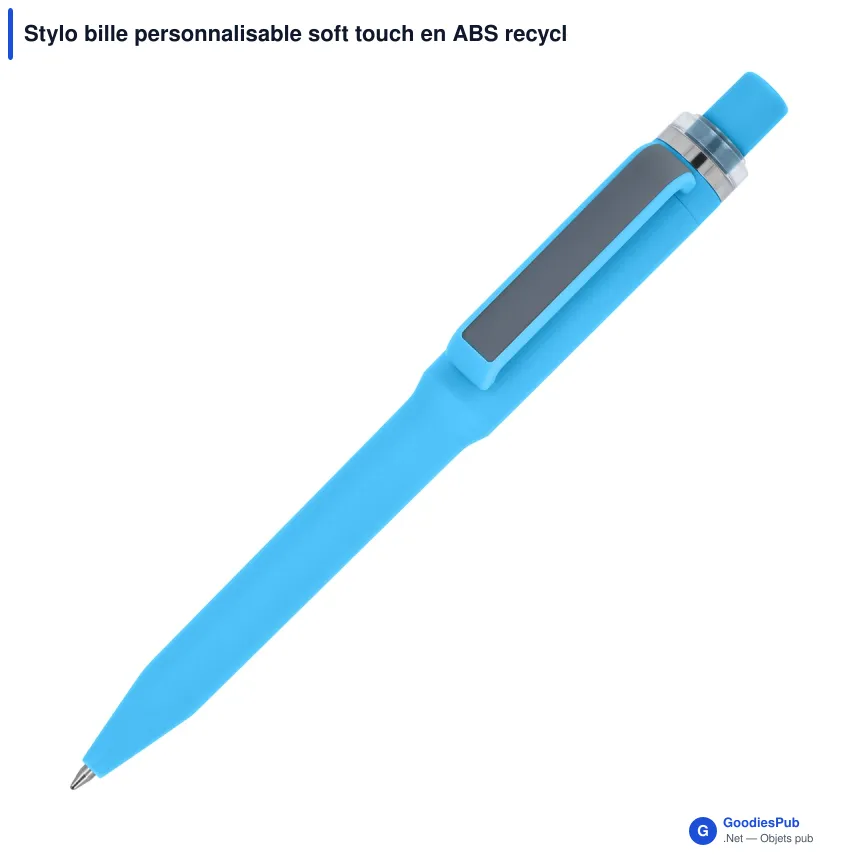 Stylo bille personnalisable soft touch en ABS recyclé avec logo - Ozzy - Image 5