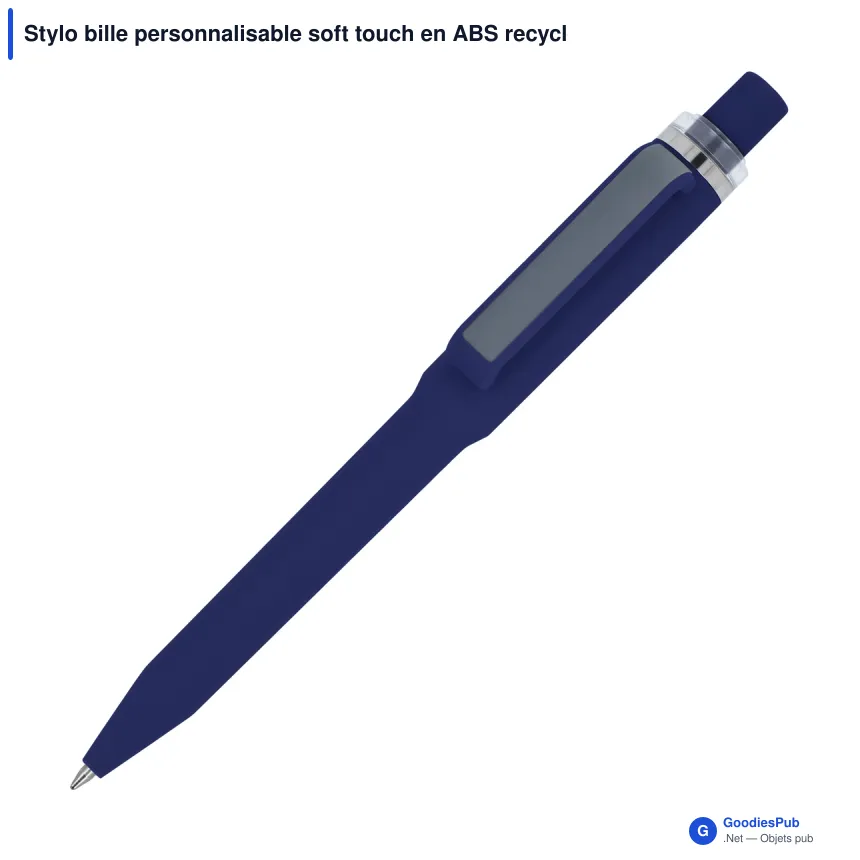 Stylo bille personnalisable soft touch en ABS recyclé avec logo - Ozzy - Image 6