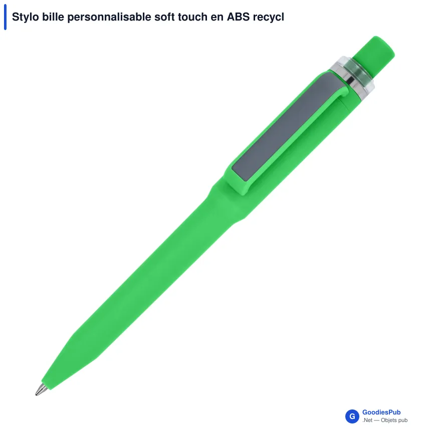 Stylo bille personnalisable soft touch en ABS recyclé avec logo - Ozzy - Image 7