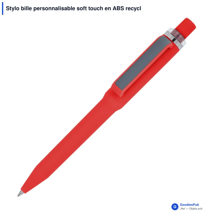 Stylo bille personnalisable soft touch en ABS recyclé avec logo - Ozzy - Image 8