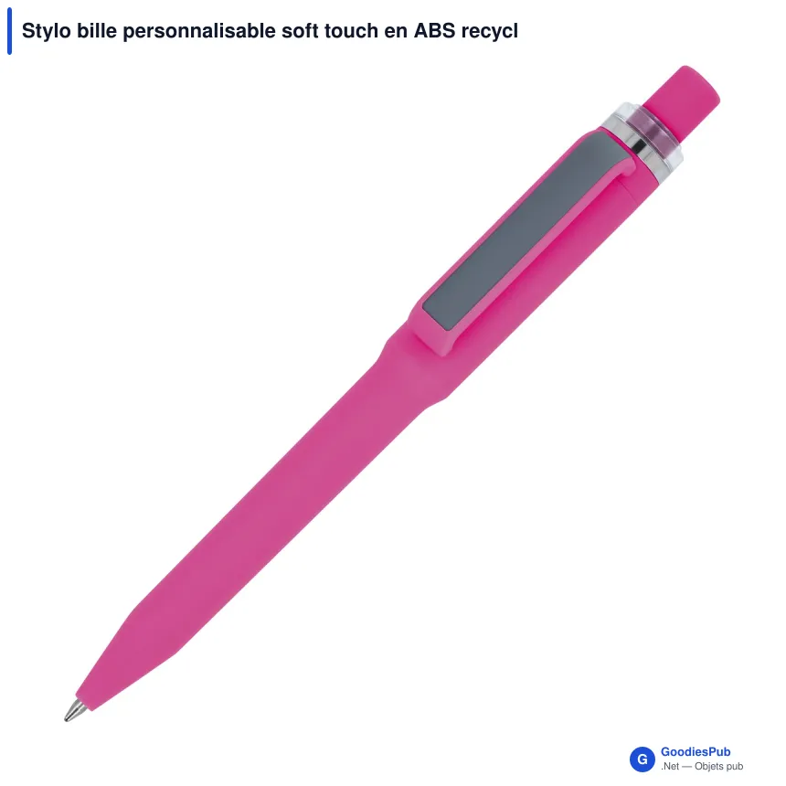 Stylo bille personnalisable soft touch en ABS recyclé avec logo - Ozzy - Image 9