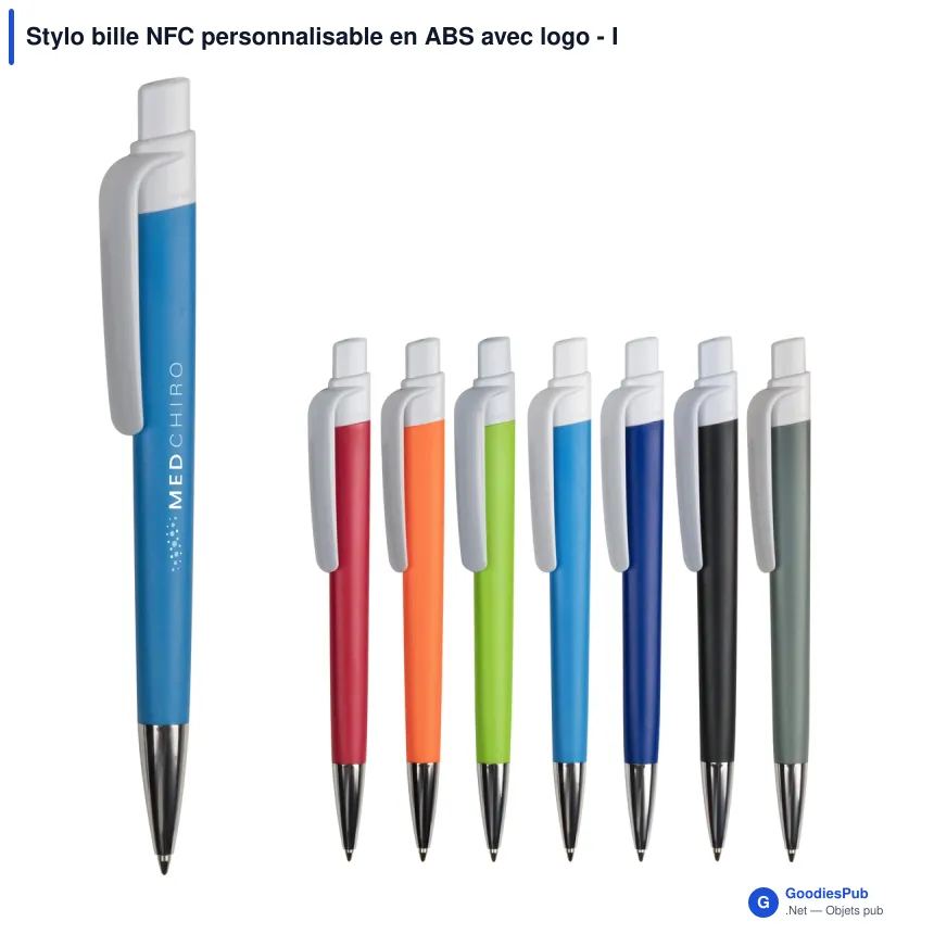 Stylo bille NFC personnalisable en ABS avec logo - Prisma - Image 1