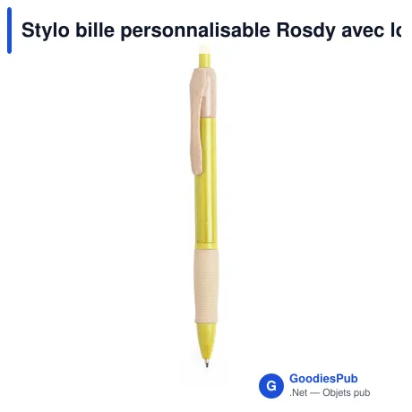 Stylo bille personnalisable Rosdy avec logo - Écriture éco-responsable