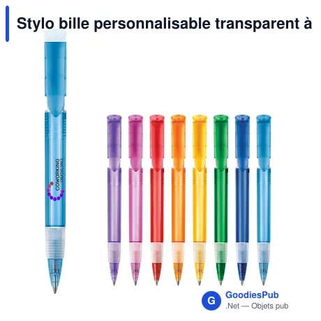Stylo bille personnalisable transparent à grip avec logo - Stilolinea S40 Grip
