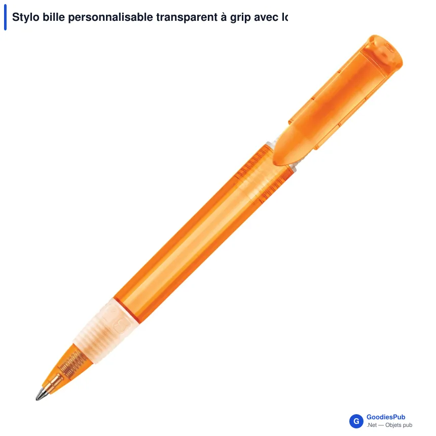 Stylo bille personnalisable transparent à grip avec logo - Stilolinea S40 Grip - Image 2