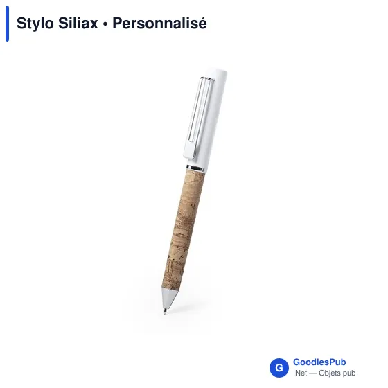 Stylo bille personnalisable Siliax avec logo en liège et métal - Image 3