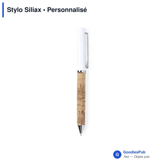 Stylo bille personnalisable Siliax avec logo en liège et métal - Image 4