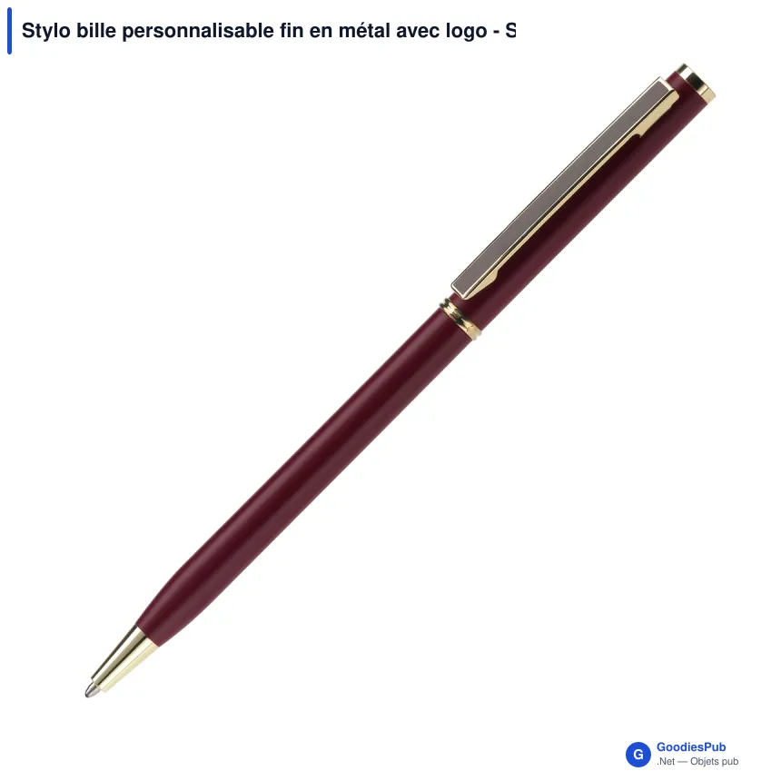 Stylo bille personnalisable fin en métal avec logo - Slim - Image 2