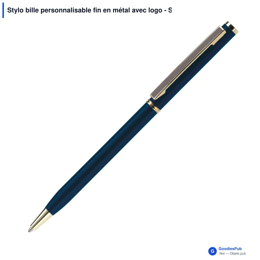 Stylo bille personnalisable fin en métal avec logo - Slim - Image 3