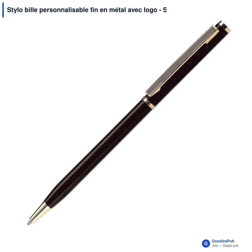 Stylo bille personnalisable fin en métal avec logo - Slim - Image 4