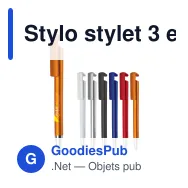Stylo stylet 3 en 1 personnalisable en ABS avec logo - Miniature 1