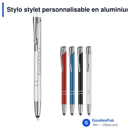 Stylo stylet personnalisable en aluminium avec logo - Alicante