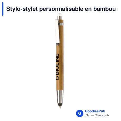 Stylo-stylet personnalisable en bambou avec logo - Antartica