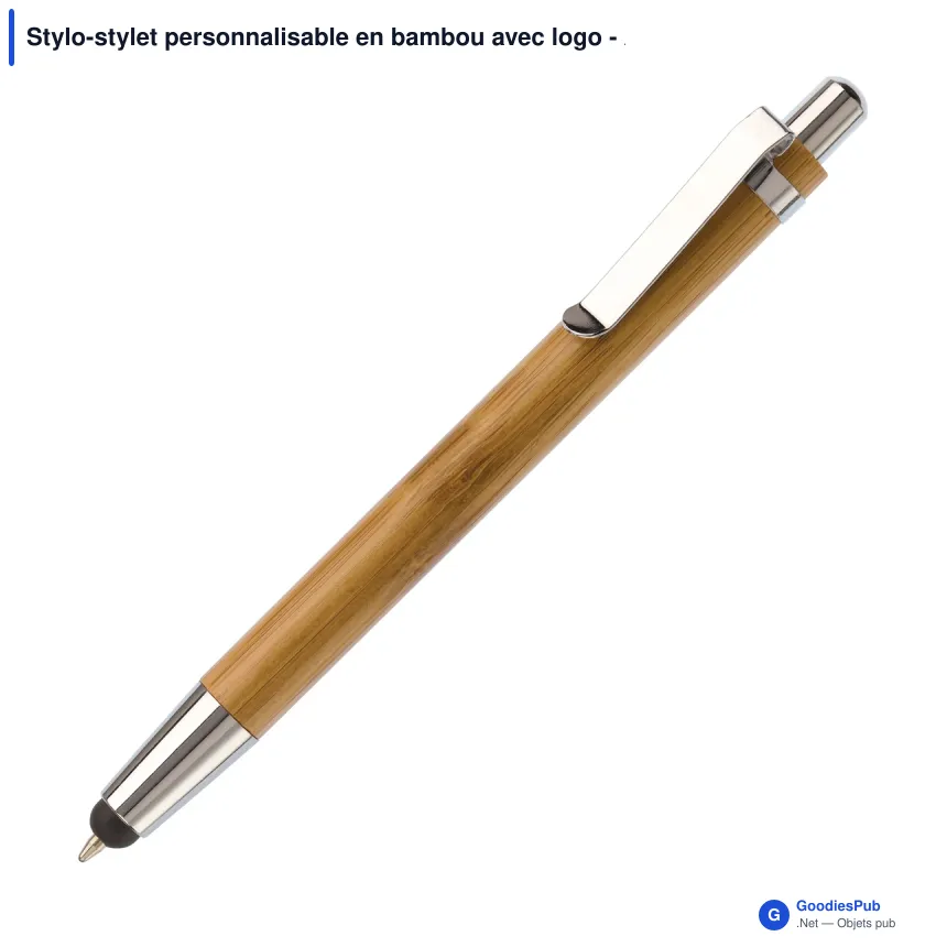 Stylo-stylet personnalisable en bambou avec logo - Antartica - Image 2