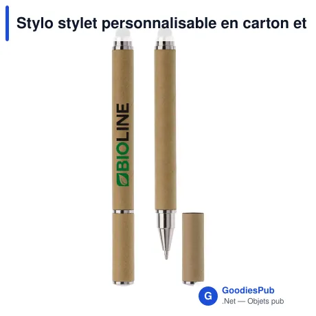Stylo stylet personnalisable en carton et métal avec logo - Carton