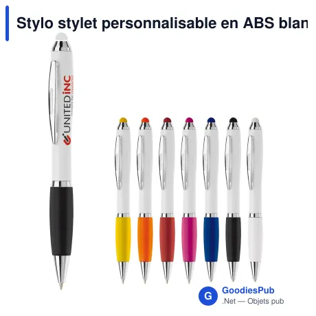 Stylo stylet personnalisable en ABS blanc avec logo - Hawaï