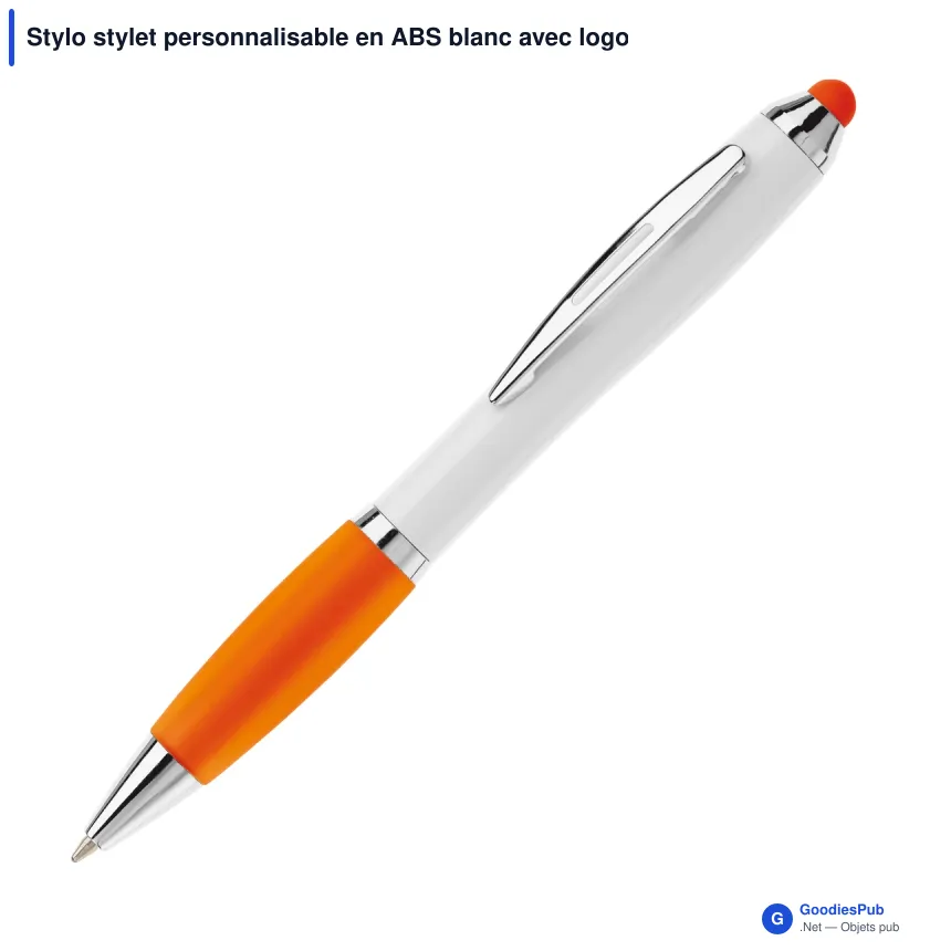 Stylo stylet personnalisable en ABS blanc avec logo - Hawaï - Image 2