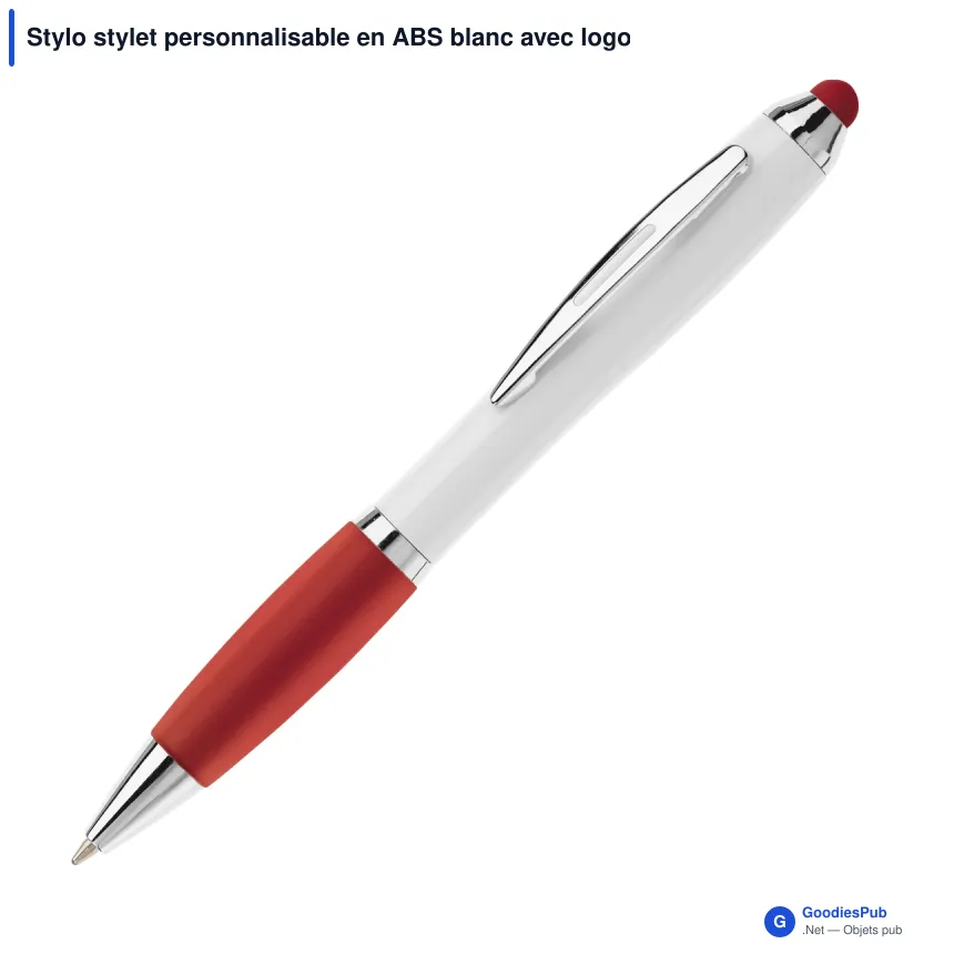 Stylo stylet personnalisable en ABS blanc avec logo - Hawaï - Image 3