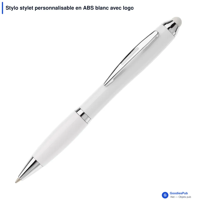 Stylo stylet personnalisable en ABS blanc avec logo - Hawaï - Image 4