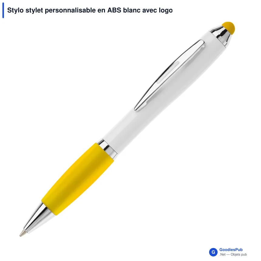 Stylo stylet personnalisable en ABS blanc avec logo - Hawaï - Image 5