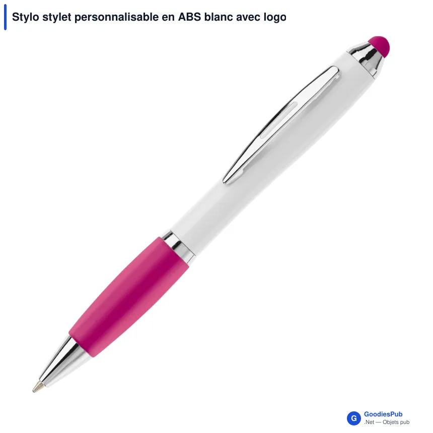 Stylo stylet personnalisable en ABS blanc avec logo - Hawaï - Image 6