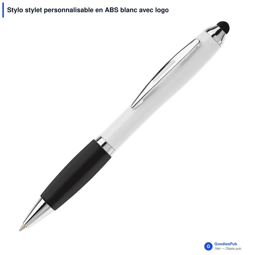 Stylo stylet personnalisable en ABS blanc avec logo - Hawaï - Image 7