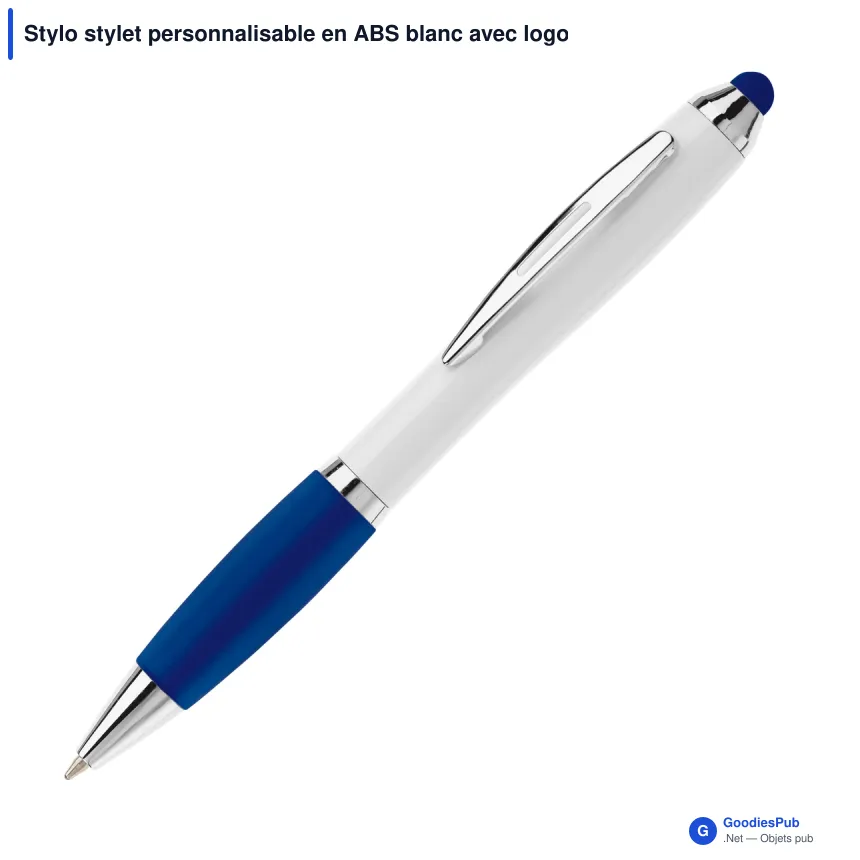 Stylo stylet personnalisable en ABS blanc avec logo - Hawaï - Image 8