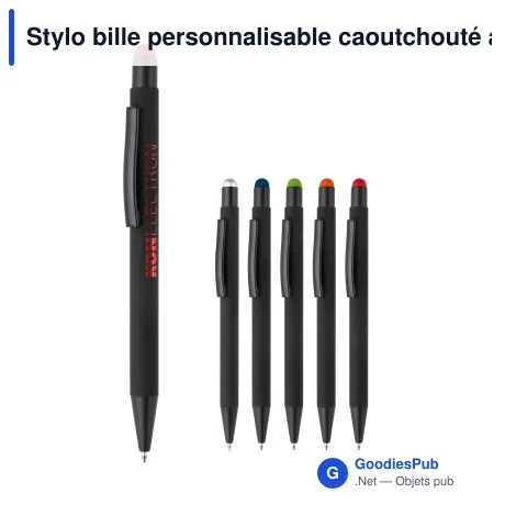 Stylo bille personnalisable caoutchouté avec stylet avec logo - New York