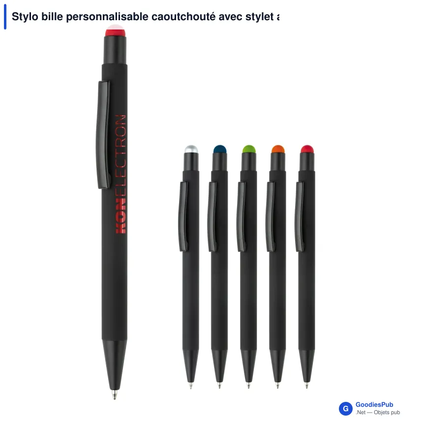 Stylo bille personnalisable caoutchouté avec stylet avec logo - New York - Image 1