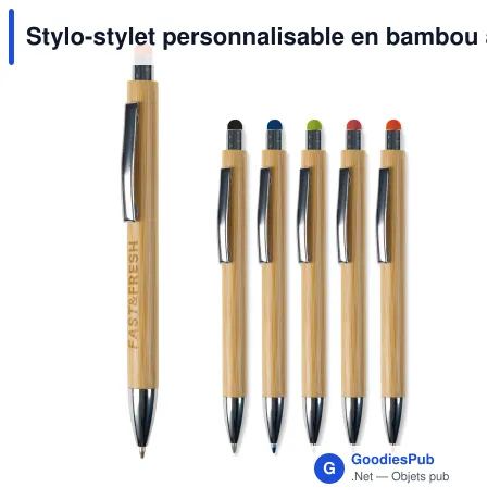 Stylo-stylet personnalisable en bambou avec logo - New York