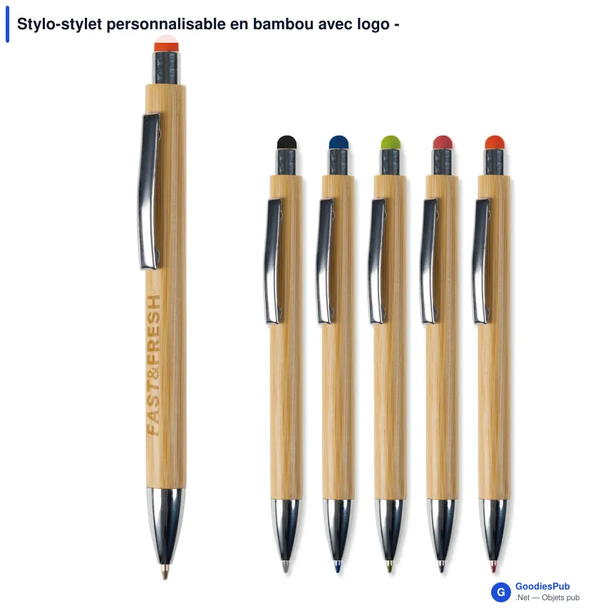 Stylo-stylet personnalisable en bambou avec logo - New York - Image 1