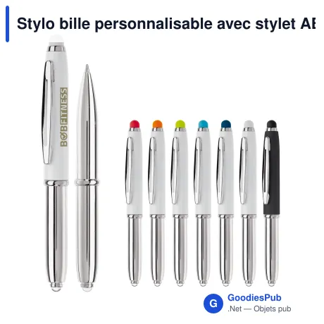 Stylo bille personnalisable avec stylet ABS et aluminium avec logo - Shine
