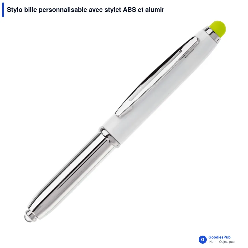 Stylo bille personnalisable avec stylet ABS et aluminium avec logo - Shine - Image 2