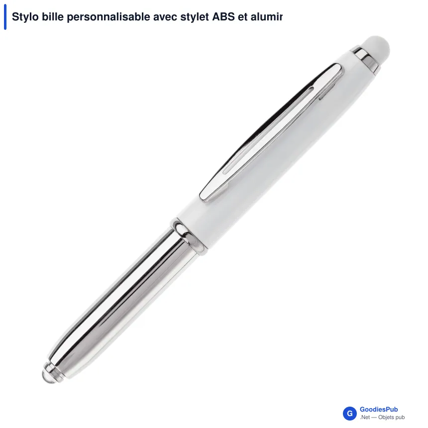 Stylo bille personnalisable avec stylet ABS et aluminium avec logo - Shine - Image 3