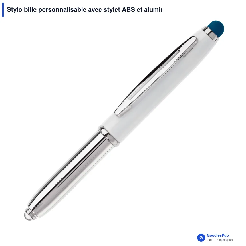 Stylo bille personnalisable avec stylet ABS et aluminium avec logo - Shine - Image 4