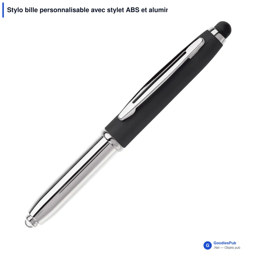 Stylo bille personnalisable avec stylet ABS et aluminium avec logo - Shine - Image 6