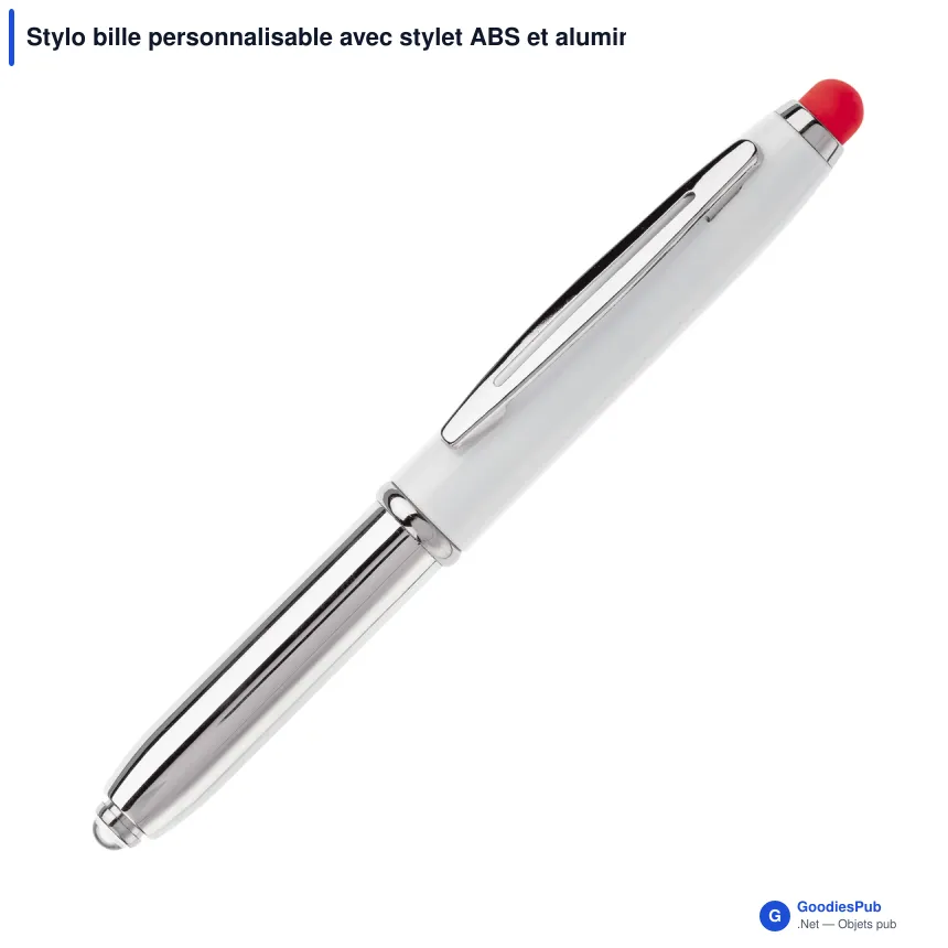 Stylo bille personnalisable avec stylet ABS et aluminium avec logo - Shine - Image 7