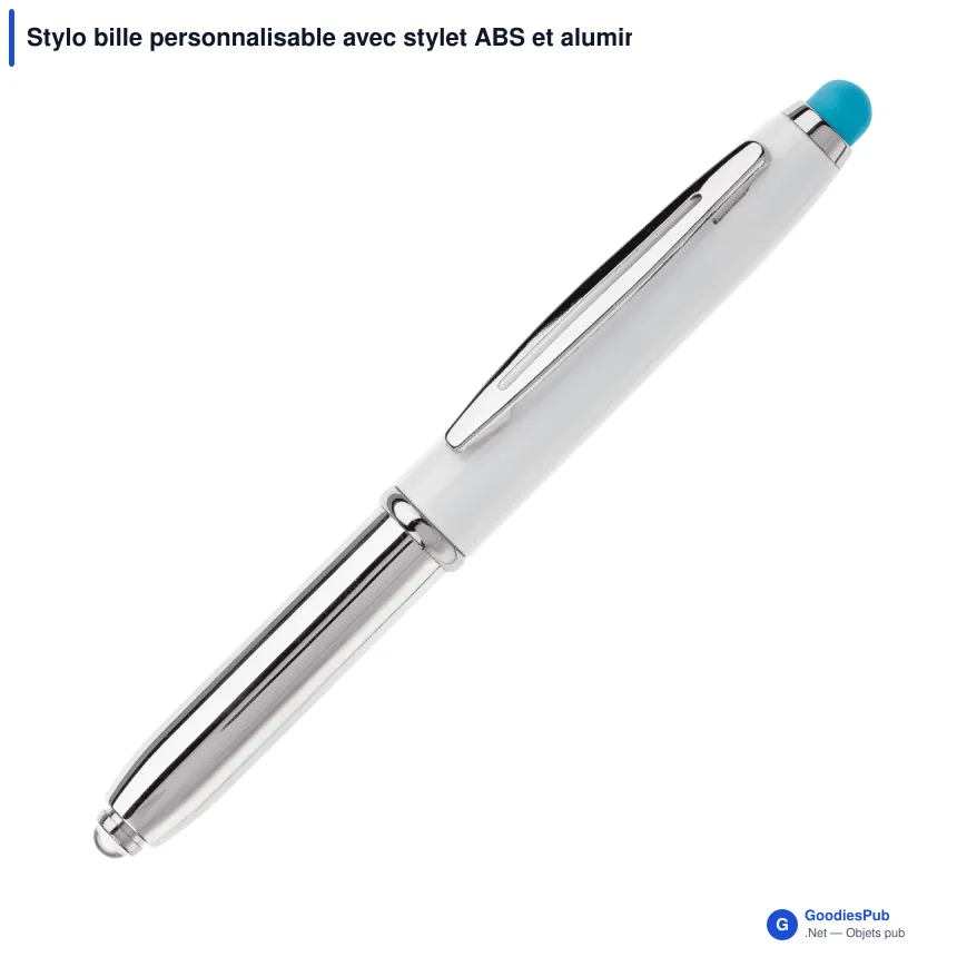 Stylo bille personnalisable avec stylet ABS et aluminium avec logo - Shine - Image 8